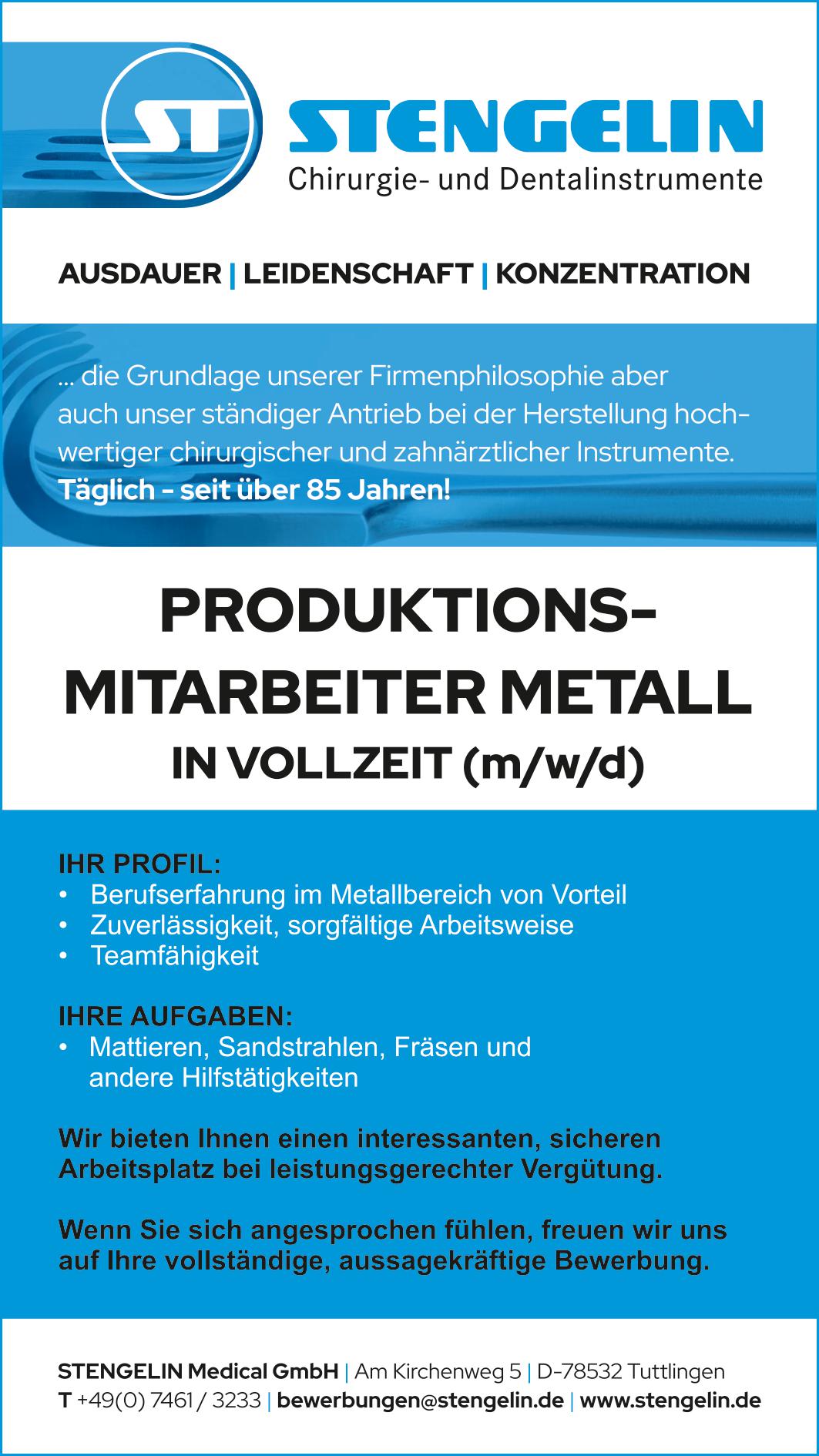 Produktionsmitarbeiter Metall in Vollzeit (m/w/d)
